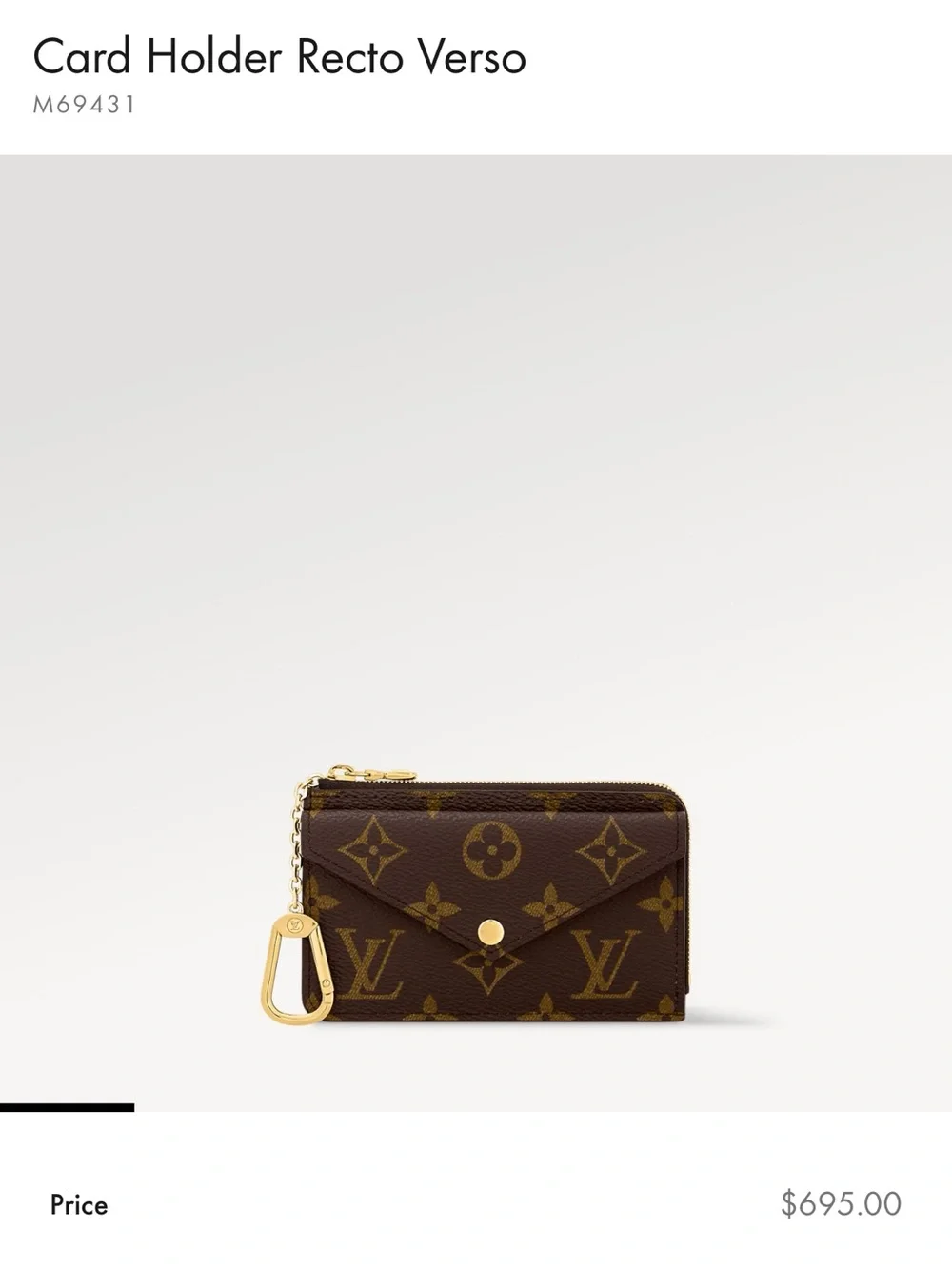 Louis Vuitton Monogram Card Holder Recto Verso with Gold Hardware